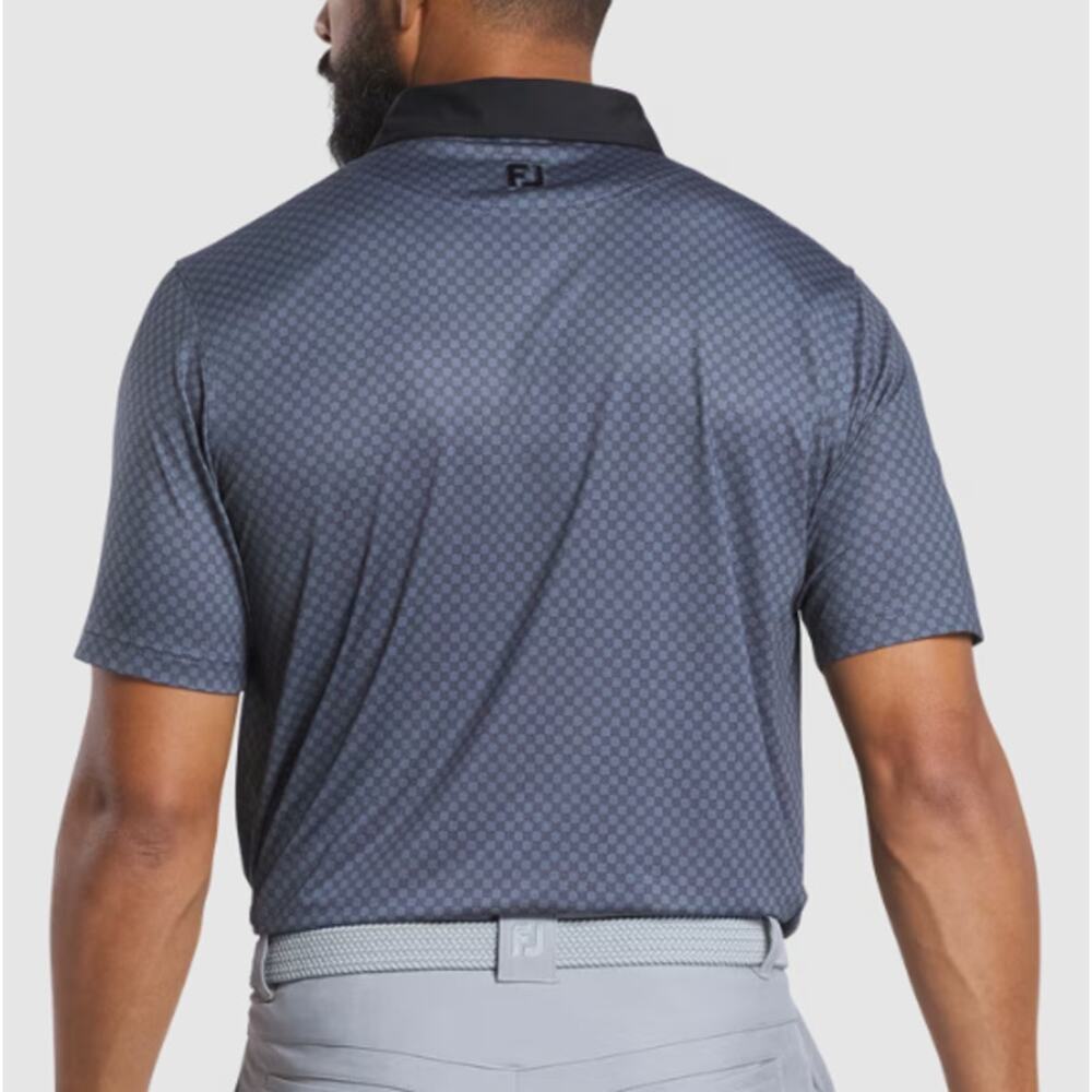 Footjoy Men's Jaquard Black Checker Lisle Golf Shirt Size L - Picture 2 of 9